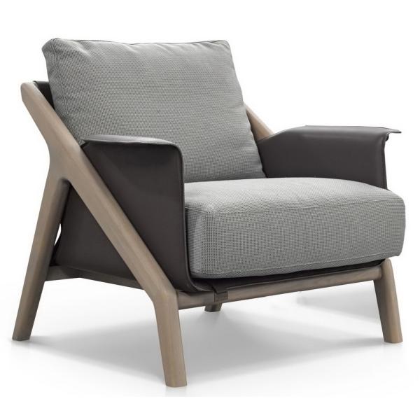 Custom made furniture of Armchair in Steel structure with Oak wood legs for Lobby leisure sofa chair by italy leather