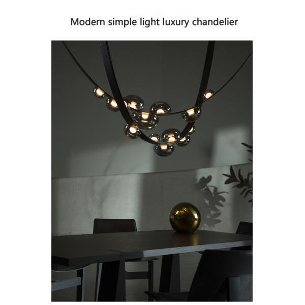 Modern Black Leather Chandelier for Living Room Hall Villa Home Long Chandelier(WH-MI-401)