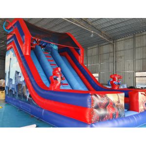 Manufacturer PVC Inflatable Slide Spiderman Hero Inflatable Double Dry Slides
