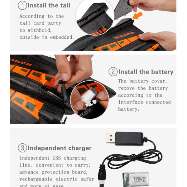 Package Includes Outdoor Electric Remote Control Aircraft Toy for Glider Airplane Adventure