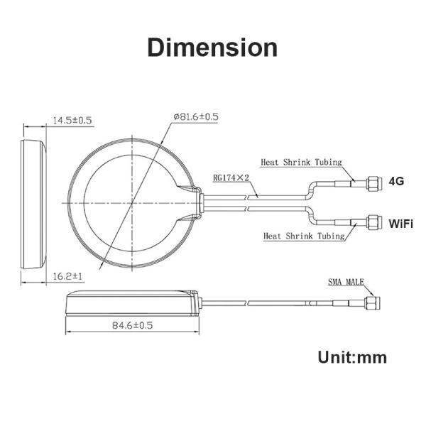 4G Wifi GPS 3 In 1 Outdoor Waterproof Combination Antenna 3M Adhesive Base Combo Aerial External Combined Antenna