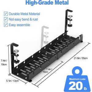 Sturdy Iron Wire Cable Tray for Under Desk Cord Management Adjustable Cable