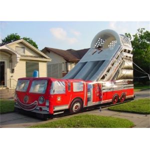 Quality Customized 15M Length Inflatable Fire Truck Slide With Logo Printing Rental for sale
