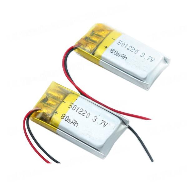 Small Size Li Poly Battery Pack 80Mah Capacity Lipo 501220 3.7V