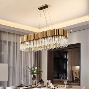 Luxury Led Crystal Chandeliers Dining Room Creative Rectangle foyer chandelier