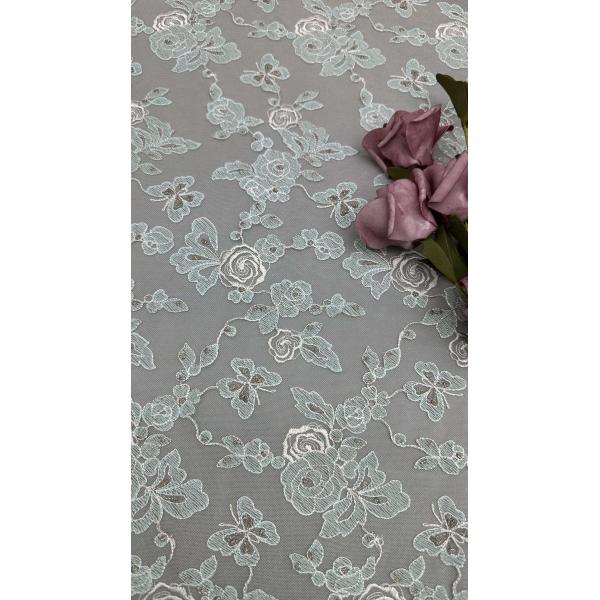 White Lace 3D Floral Elegant And Beauty Luxary Embroidery Fabric Wedding Dresses Gowns