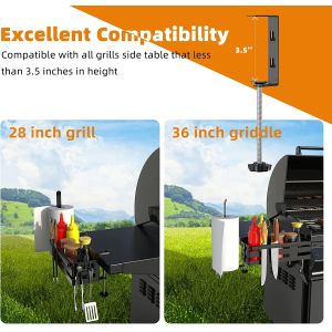 Clamp Mount 28"/36" Upgraded Grill Griddle Caddy with Paper Towel Holder Knife