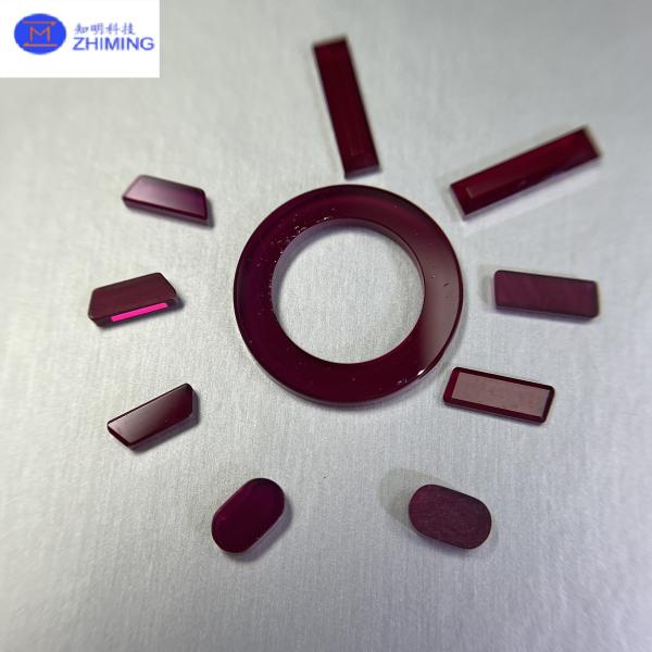 Red Sapphire Crystal Work Piece Component Hardness 9 Mohs Anti Scratching