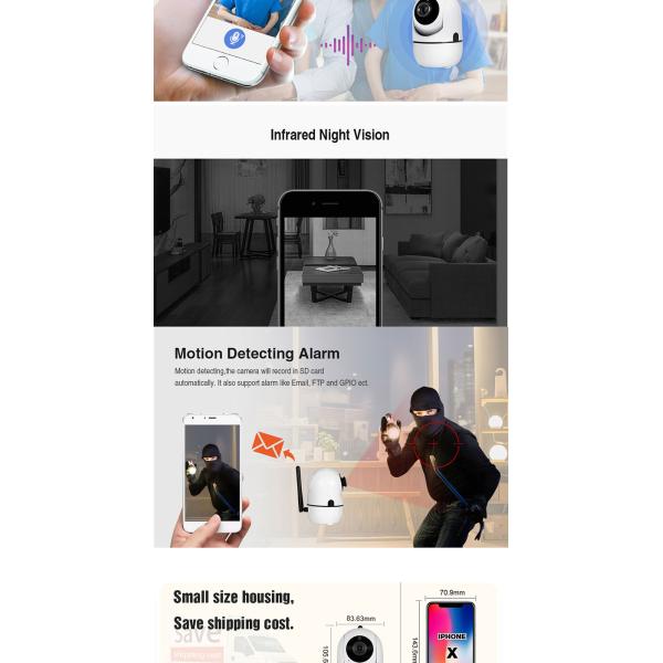 Full HD Night Vision Wifi Surveillance Camera 1080P Auto Tracking 9pcs IR leds