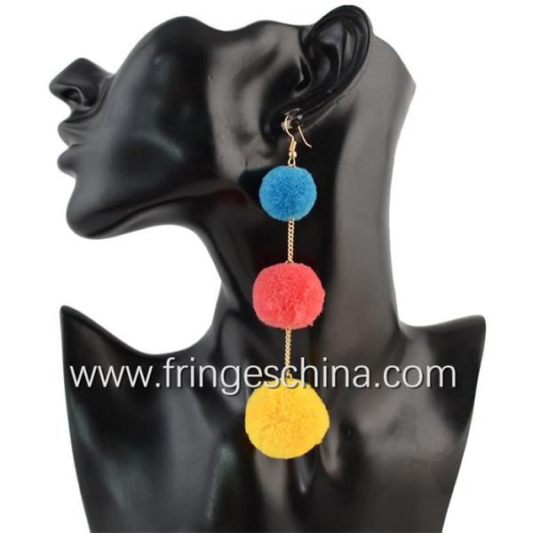 Fashion Bohemian Colorful Pom Pom Long Drop Earrings For Women Party Jewelry Accessories