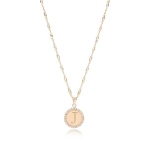 Quality 18K Gold ‘J’ Pendant Necklace for sale