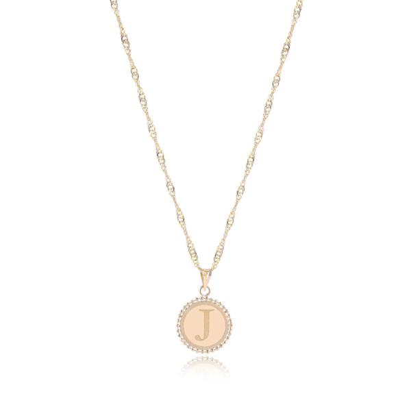 18K Gold ‘J’ Pendant Necklace