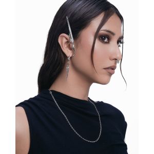 Small Stylish Waterproof Earrings Saber Silver Ear Cuff