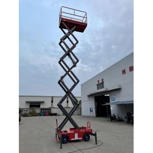Electric mobile lift self-propelled scissor aerial working platform double mast