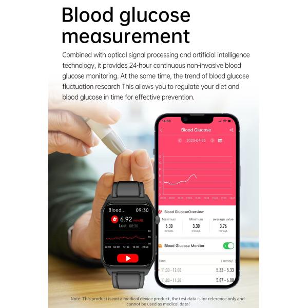 E530 Smart watch Music Control Health Monitoring Smartwatch With Blood Sugar SMS Reminder