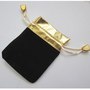 China 10 Jewelry Pouches - Gold Top Black Velvet Pouches Jewelry Bags on sale