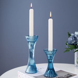 Hot sales customized clear crystal glass candelabra candlestick holder