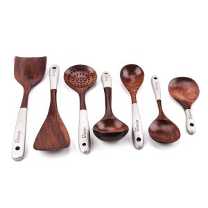 Nonscratching Wooden Kitchen Utensil Set Handmade For Multipurposes