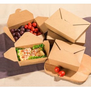 700ml FDA Laminating Disposable Yellow square safe kraft box