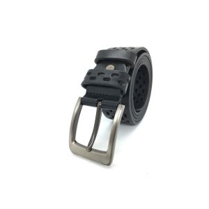 Hollow Out Mens Casual Leather Waist Belt For Pants With Pin Buckle