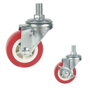 China 66LBS Capacity Red Wheels Threaded Castor Wheels on sale