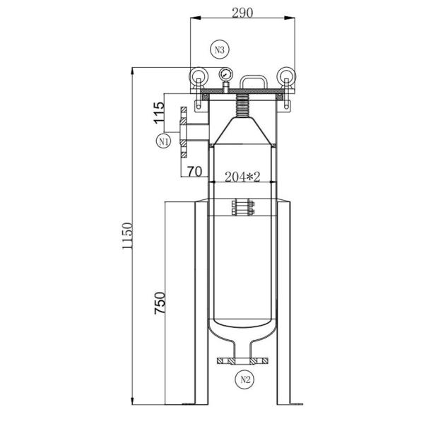 High Pressure Bag Filter Housing for Hotels 62KG Weight 304 Stainless Steel Material
