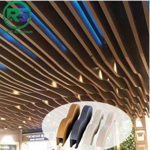 Coating Linear Suspended Metal Ceiling Wooden Colour Aluminium Baffle Ceiling