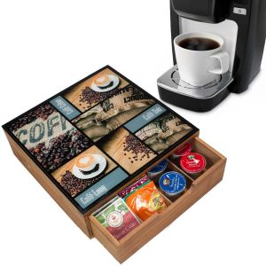 bamboo coffee capsule drawer