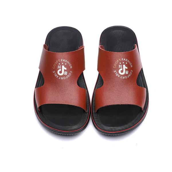 Buy Customized Color Men PU Slippers Abrasion Resistance Screen Print Type at wholesale prices