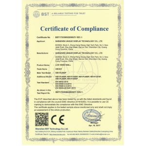 Shenzhen Unique Display Technology Co.,Ltd Certifications