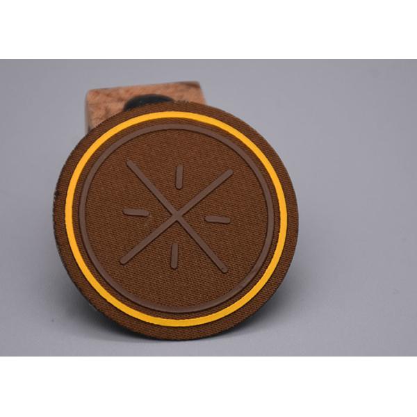 Buy 2D Raised Silicone Logo Heat Transfer Clothing Labels Woven Fabric at wholesale prices