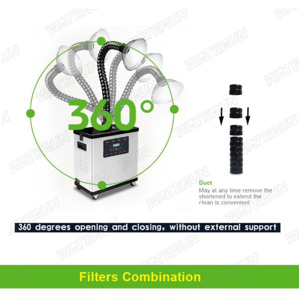 Aluminiun Arm Nail Salon Fume Extractor 99.97% Filtering Efficiency With Big Cover