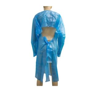 10 Pack Blue CPE Coat Aprons 45" x 75". Disposable Polyethylene. Unisex Liquid
