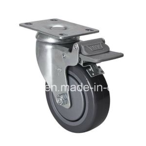 Quality PU Wheel 4&quot; 130kg Plate Brake Ball Bearing Caster for Edl Medium Z5724-77 for sale