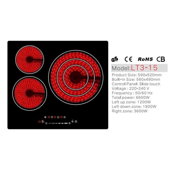 Easy clean Ceramic Glass 60cm 3 Burner Induction Cooktop