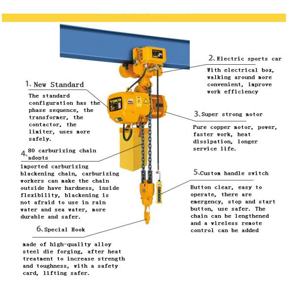Ring chain hoist, hhbb type 1T electric chain hoist, ring chain electric hoist