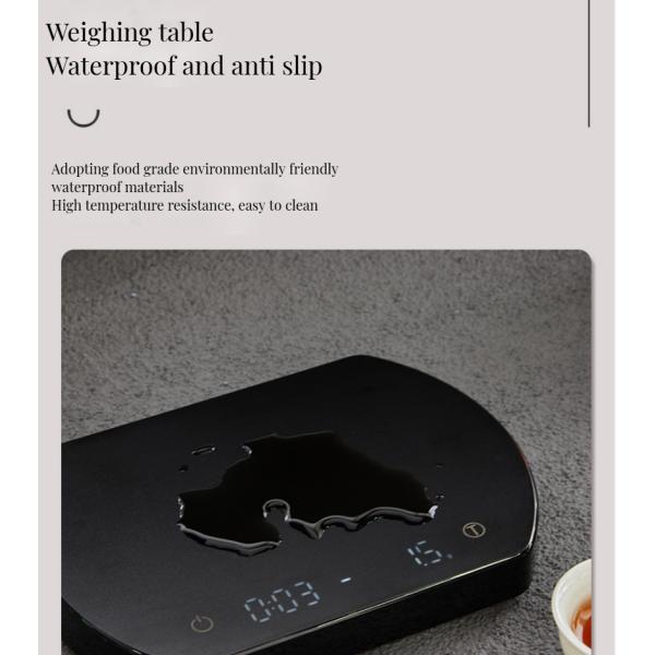 Bamboo Digital Coffee Scale 3kg/0.1g Rechargeable Timer ABS Silicone Base Tea Tools