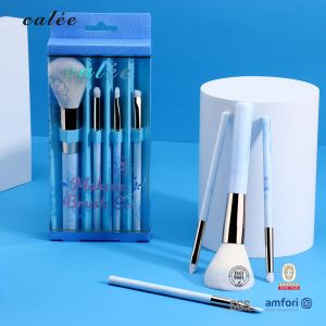 4pcs Travel Makeup Brush Set With Synthetic Hair And Plastic Handle With PVC