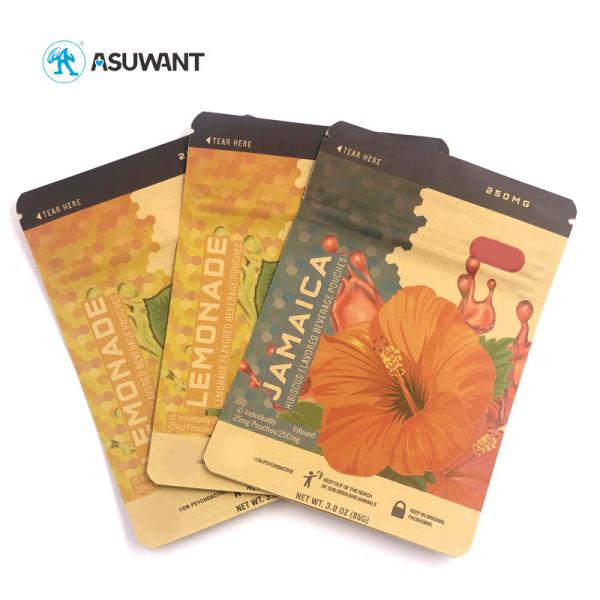 Buy Kraft Brown White Stand Up Zipper Bags Eco Friendly Compostable CMYK Color at wholesale prices