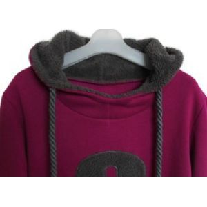 Long Ladies / Women Hooded Sweatshirts , Two Pockets Cotton