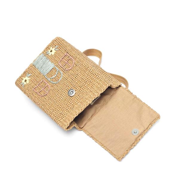 Women Rural Small Fresh Straw Woven Bag College Style Children Backpack