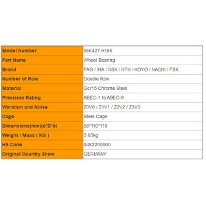 MAN SAF 566427.H195 Trailer Wheel Bearings with High Precision