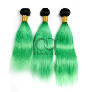 #T1B/Green Straight Remy Human Hair Bundles Sew In Weave Bundles Brazilian Bundle Deals