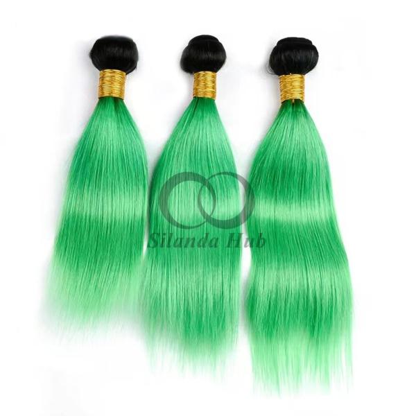 Buy #T1B/Green Straight Remy Human Hair Bundles Sew In Weave Bundles Brazilian Bundle Deals at wholesale prices