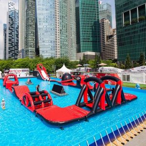 Quality Welded Seams Inflatable Water Obstacle Giant Floating Water Park On Frame Pool for sale
