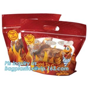 Anti Fog Material Resealabele Plastic Hot Chicken Bag, slide zipper pet