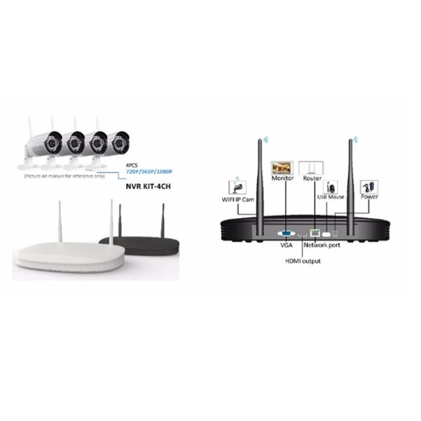 H.265 Waterproof Home Wireless Cctv 4 Camera Kit With Mini NVR P2P Service
