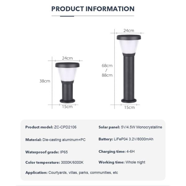 6000K LED Solar Pathway Lights Dusk To Dawn outdoor garden Light With LiFePO4 Battery
