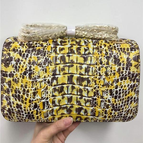 Authentic Crocodile Skin Women Flap Bag Genuine Alligator Leather Lady Colorful Chain Purse Female Single Shoulder Bag