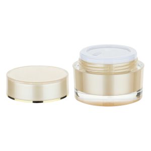 50g empty cosmetic cream jar yellow Round Acrylic Double-Layer Plastic Eye Cream